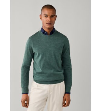 Hackett London Ess Merino Crew-tröja i olivgrönt