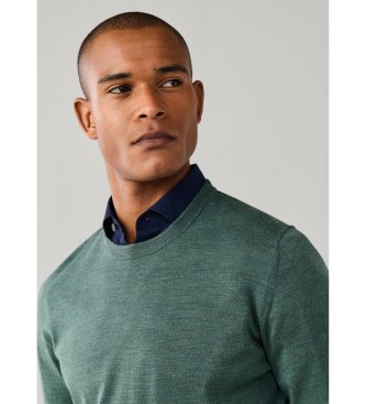 Hackett London Ess Merino Crew-tröja i olivgrönt