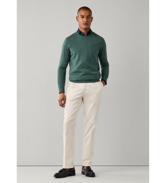 Hackett London Ess Merino Crew-tröja i olivgrönt