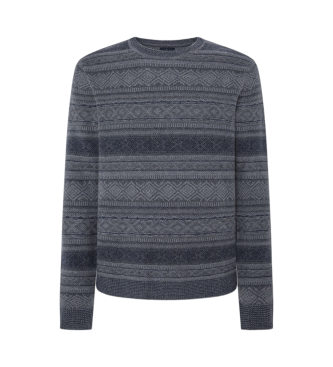 Hackett London Pull Fairisle Crew gris