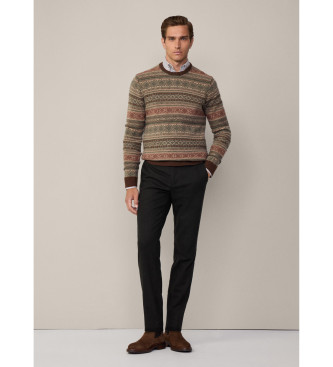 Hackett London Jersey Fairisle Crew verde