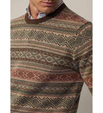 Hackett London Fairisle Crew zelena