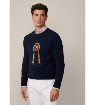 Hackett London Granatowy sweter Harry Intarsia