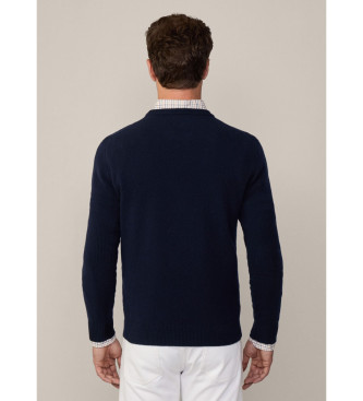 Hackett London Harry Intarsia marinebl trje