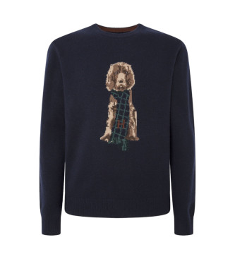 Hackett London Pull Harry Intarsia marine