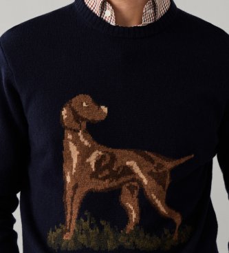 Hackett London Highland Hound trui Marineblauw