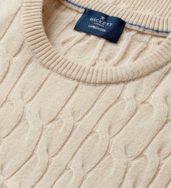Hackett London Jersey Lambswool de lana beige