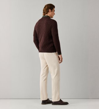 Hackett London Pull en laine lambswool marron