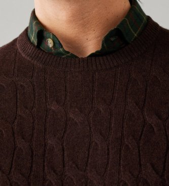 Hackett London Pull en laine lambswool marron