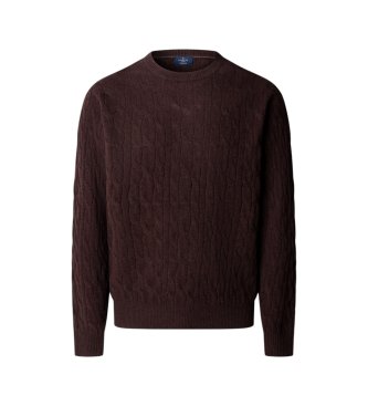Hackett London Pull en laine lambswool marron