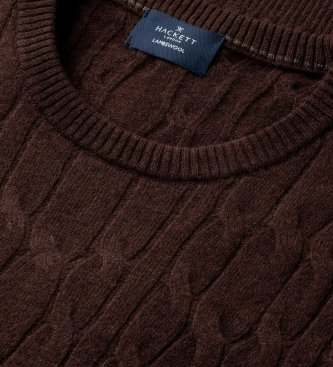 Hackett London Pull en laine lambswool marron