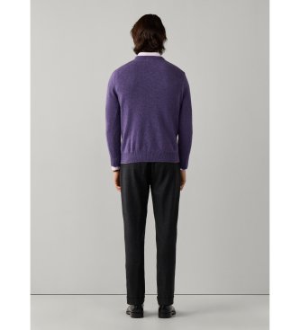 Hackett London Lambswool V-hals sweater i lilla