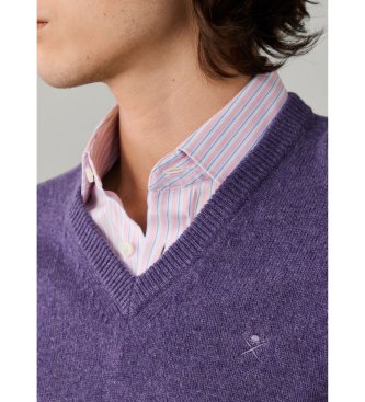 Hackett London Lambswool V-hals sweater i lilla