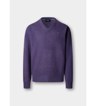 Hackett London Lambswool V-hals sweater i lilla