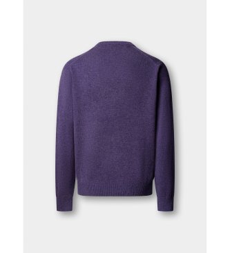 Hackett London Lambswool V-hals sweater i lilla