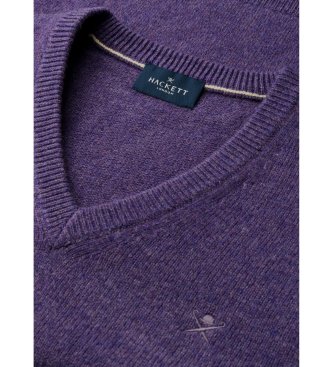 Hackett London Lambswool V-hals sweater i lilla