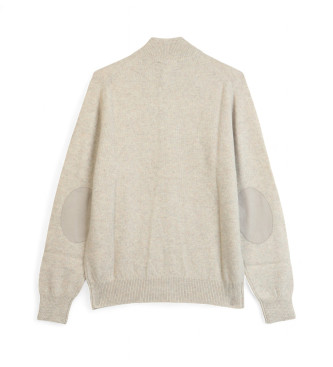 Hackett London Pull en laine avec fermeture clair beige