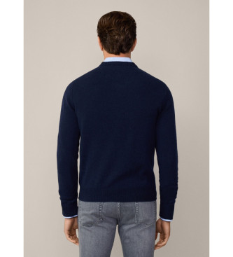 Hackett London Wełniany sweter V navy