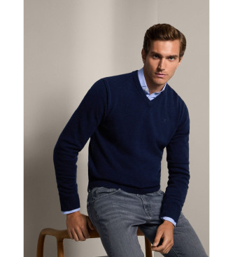 Hackett London Maglione in lana V blu scuro