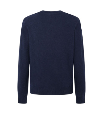 Hackett London Maglione in lana V blu scuro