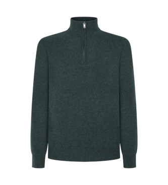 Hackett London Maglione in lana con zip verde