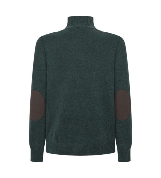 Hackett London Pull Wool Zip green