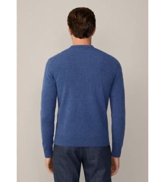 Hackett London Einfarbiger blauer Pullover