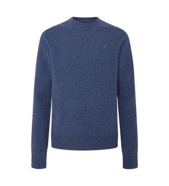 Hackett London Einfarbiger blauer Pullover