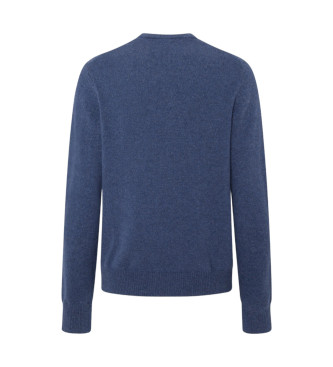 Hackett London Einfarbiger blauer Pullover