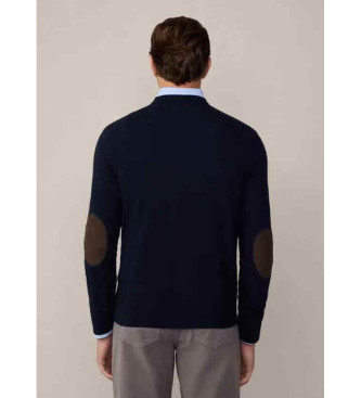 Hackett London Maglione in misto lana merino blu scuro