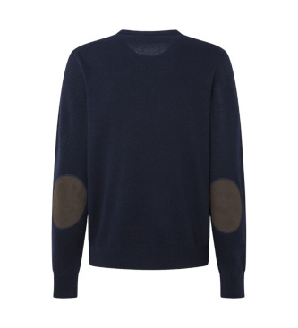 Hackett London Maglione in misto lana merino blu scuro