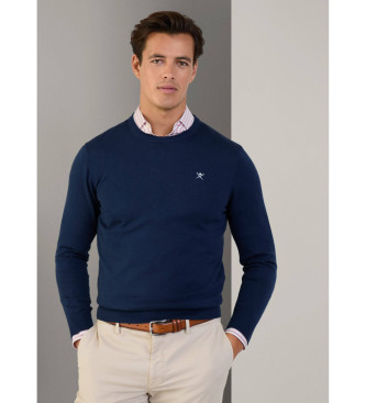 Hackett London Maglione girocollo in seta blu