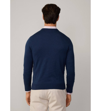 Hackett London Maglione girocollo in seta blu