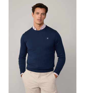 Hackett London Maglione girocollo in seta blu