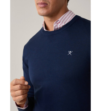 Hackett London Maglione girocollo in seta blu