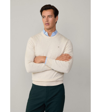 Hackett London Silk Crew Sweater hvid