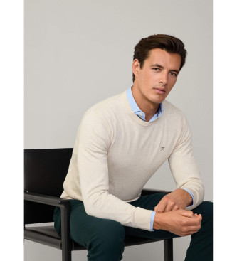 Hackett London Silk Crew Sweater vit