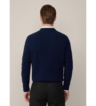 Hackett London Geflochtener Pullover in Marineblau