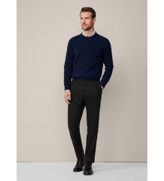 Hackett London Geflochtener Pullover in Marineblau