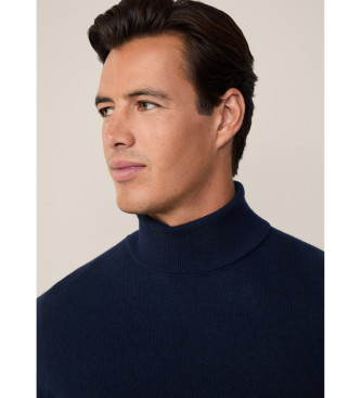 Hackett London Pull Merino Cash Mix Roll navy