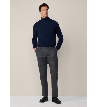 Hackett London Pull Merino Cash Mix Roll navy