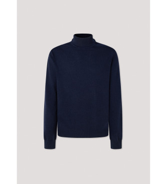 Hackett London Pull Merino Cash Mix Roll navy