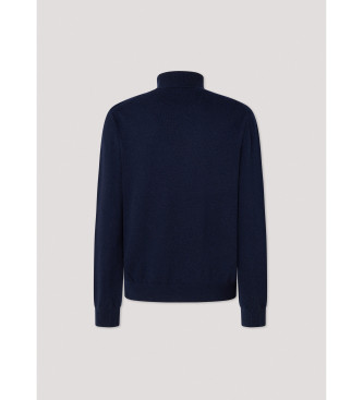 Hackett London Pull Merino Cash Mix Roll navy