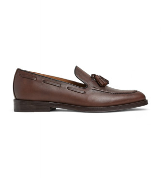 Hackett London Burton leren mocassins met kwastjes bruin