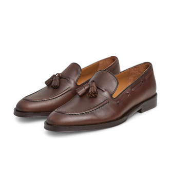 Hackett London Burton leren mocassins met kwastjes bruin