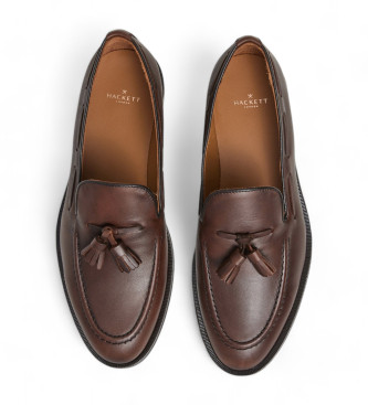 Hackett London Burton leren mocassins met kwastjes bruin