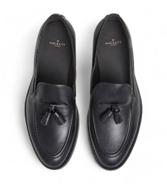 Hackett London Burton leren mocassins met kwastjes zwart