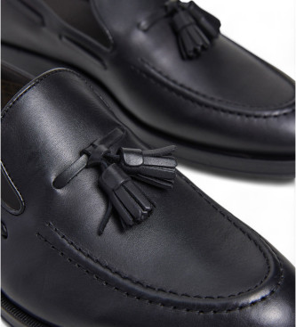 Hackett London Burton leren mocassins met kwastjes zwart