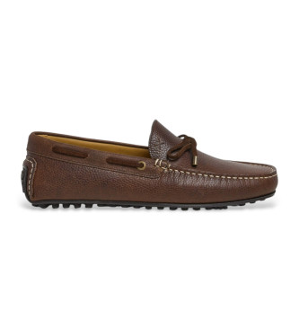 Hackett London Driver Grained brown leather loafers