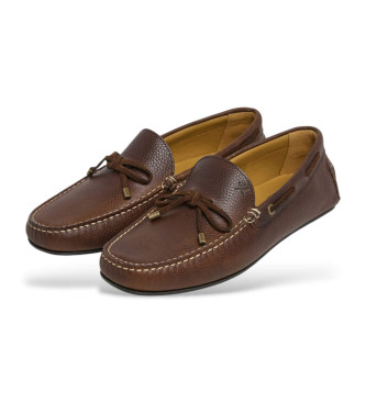 Hackett London Driver Grained brown leather loafers